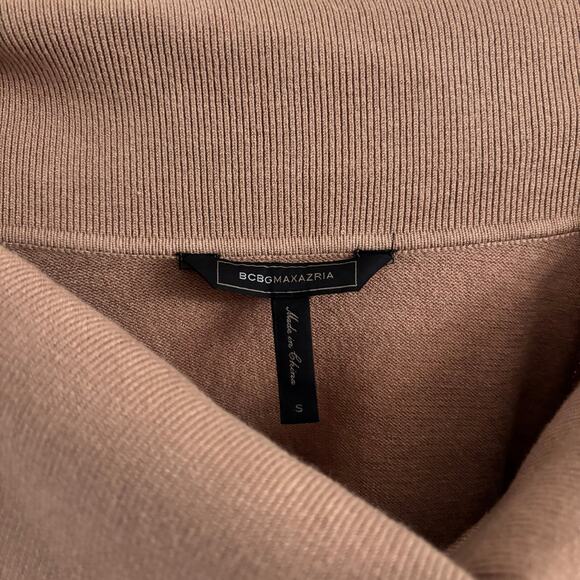 BCBG MAX AZRIA Off the Shoulder Sweater Fold Over Size Small Tan Brown - Picture 5 of 6